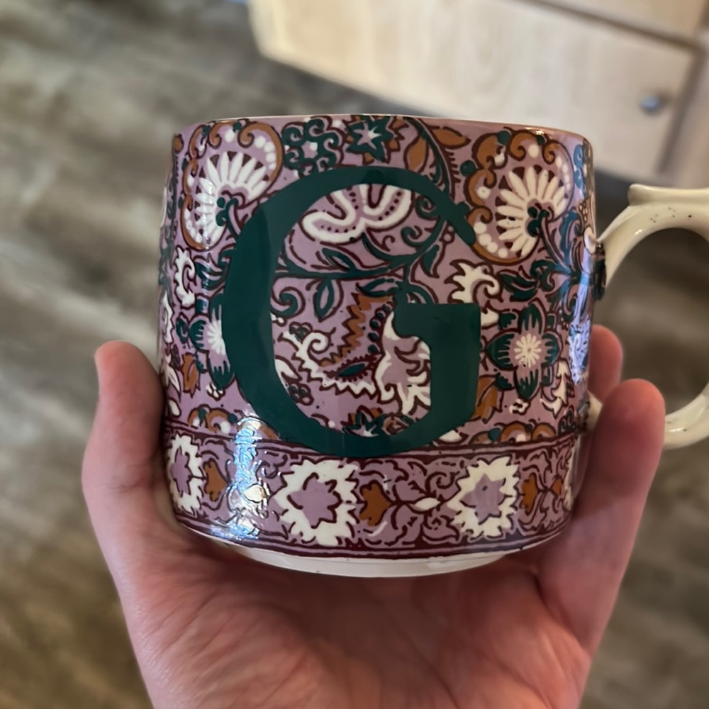 Anthropologie G coffee mug.